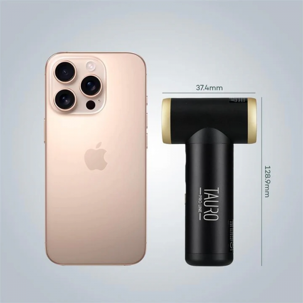 TAURO PRO LINE – Kabelloser Mini Föhn – schwarz, leicht & leistungsstark, inkl. 3 Aufsätze, USB-C
